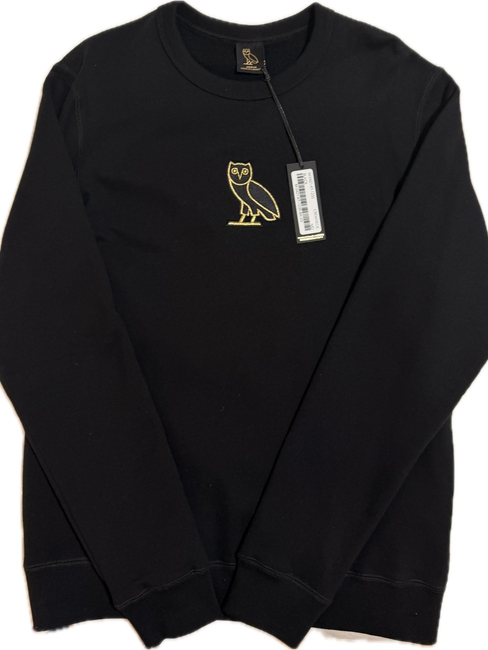 OVO Men’s Black Crewneck Sweatshirt - Gold Embroidery